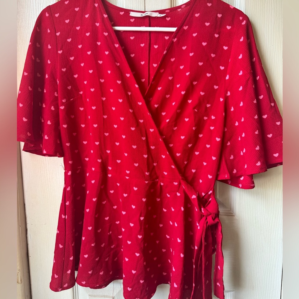 Francesca’s valentines red with pink hearts blouse